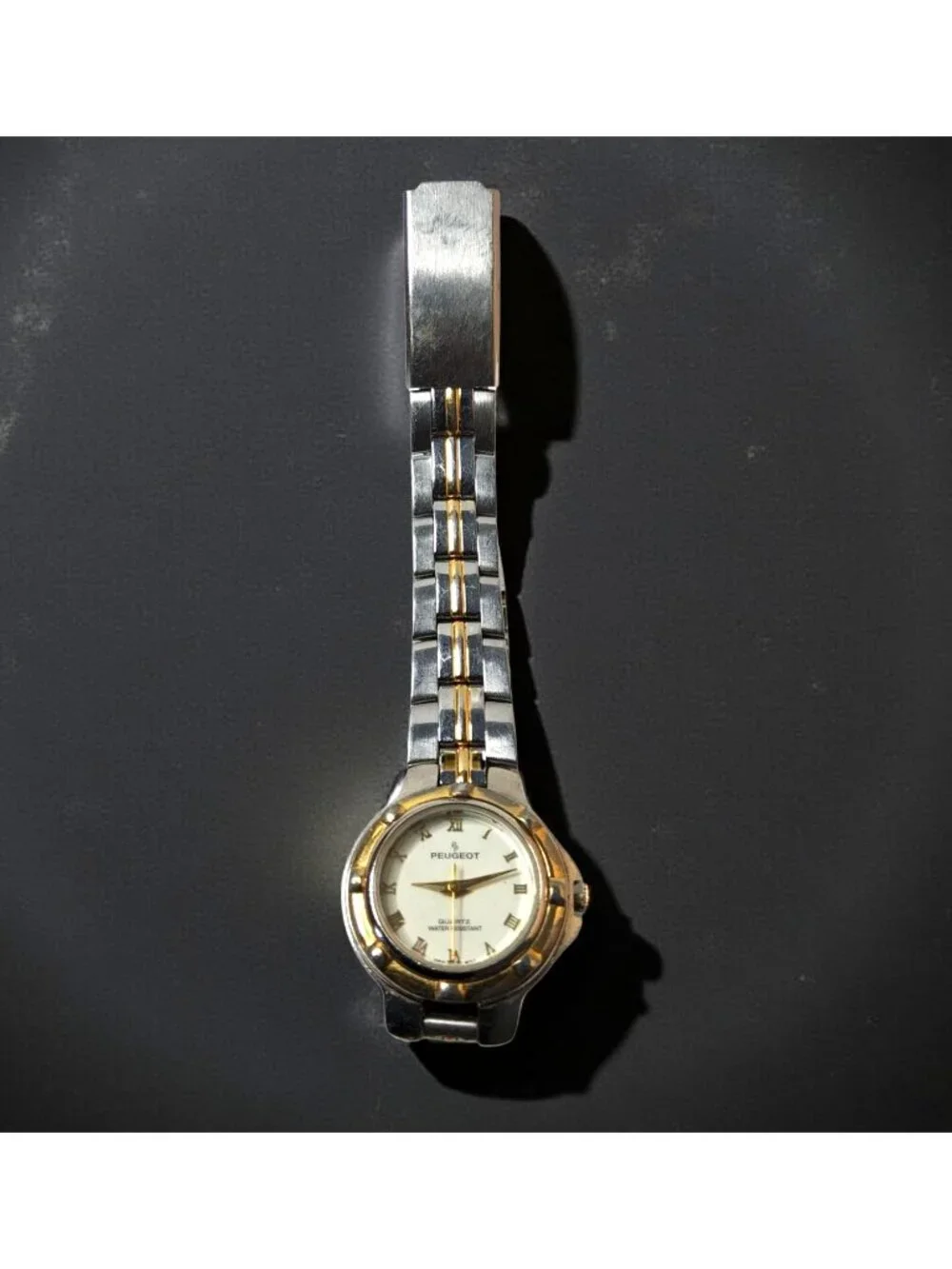 Mens Peugeot 98G99 Silver,Gold Tone Water Resistant 30meters,100ft Hidden Lock